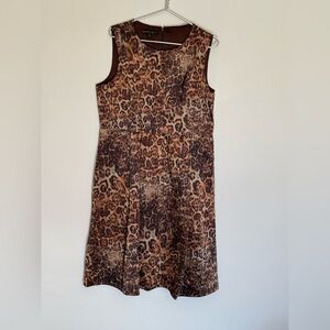 Lafayette 148 New York Leopard Print Scoop Neck Sleeveless Sheath Dress EUC